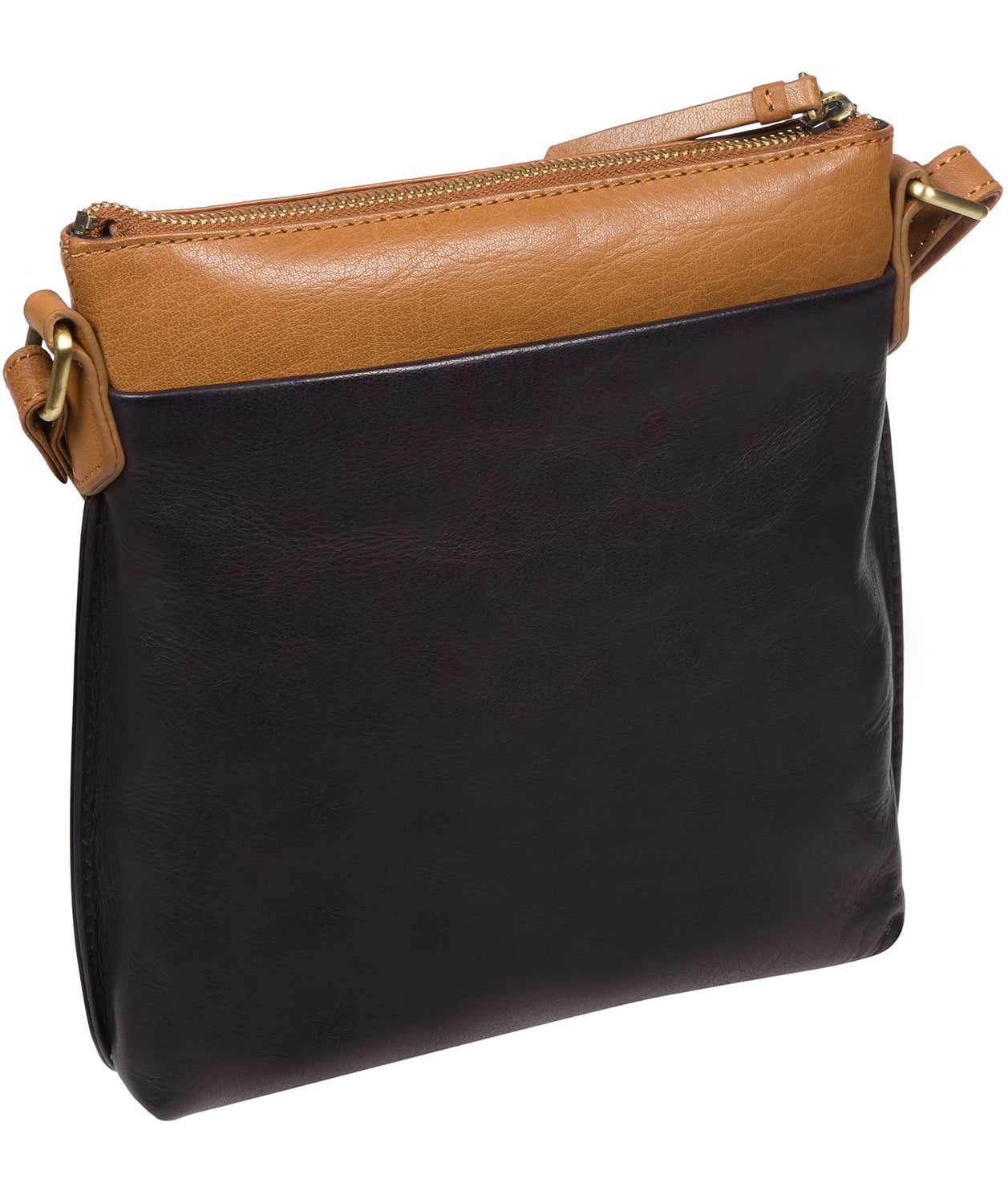 'Nikita' Navy & Dark Tan Leather Cross Body Bag