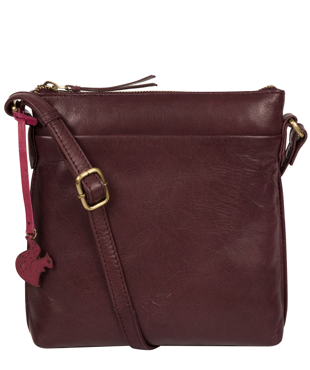 Conkca London Nikita plum leather crossbody bag front view