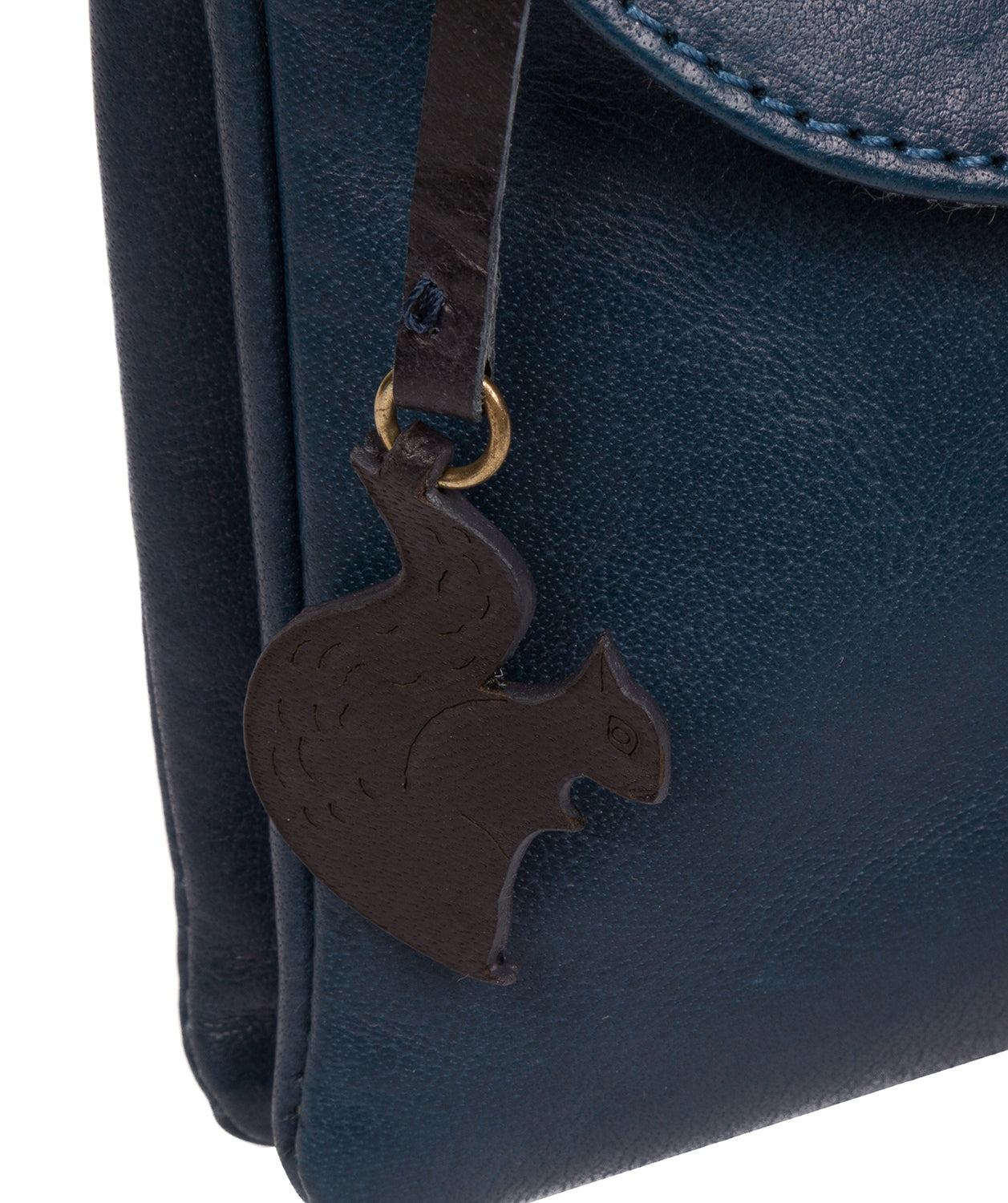 Conkca squirrel logo charm and hardware detail