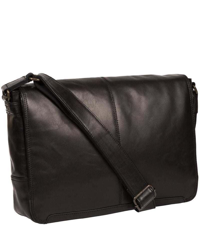 'Leao' Black Leather Messenger Bag image 5