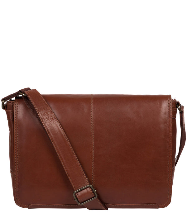 'Leao' Conker Brown Leather Messenger Bag image 1