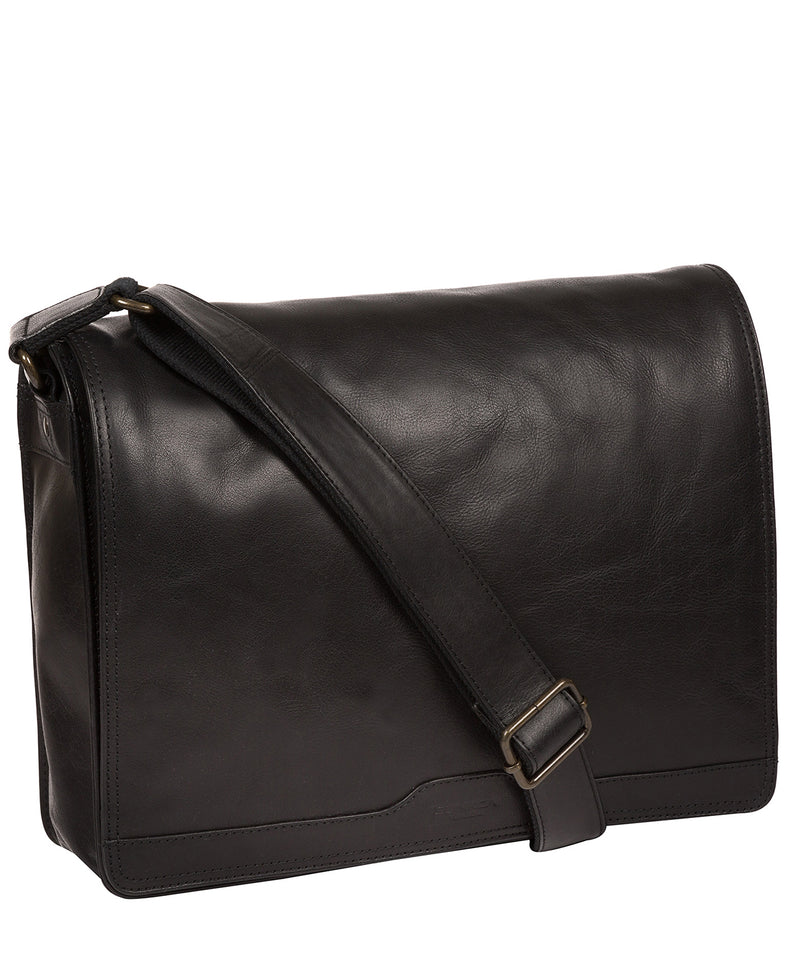 'Zico' Black Leather Messenger Bag image 5