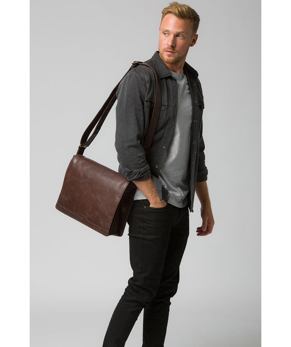 'Zico' Dark Brown Leather Messenger Bag image 2