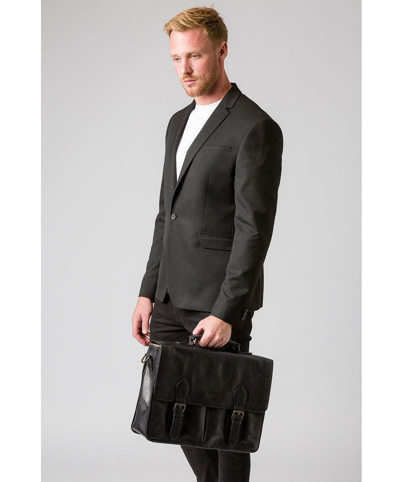 'Scolari' Black Leather Briefcase image 7