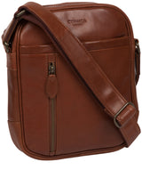 'Carlos' Conker Brown Leather Cross Body Bag Pure Luxuries London