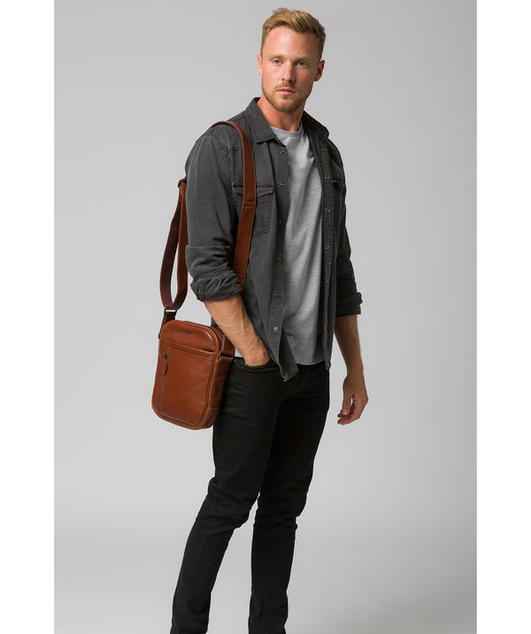 'Carlos' Conker Brown Leather Cross Body Bag image 2