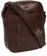 'Carlos' Dark Brown Leather Cross Body Bag image 5