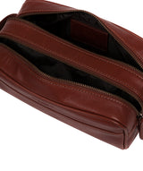 'Alberto' Conker Brown Leather Washbag