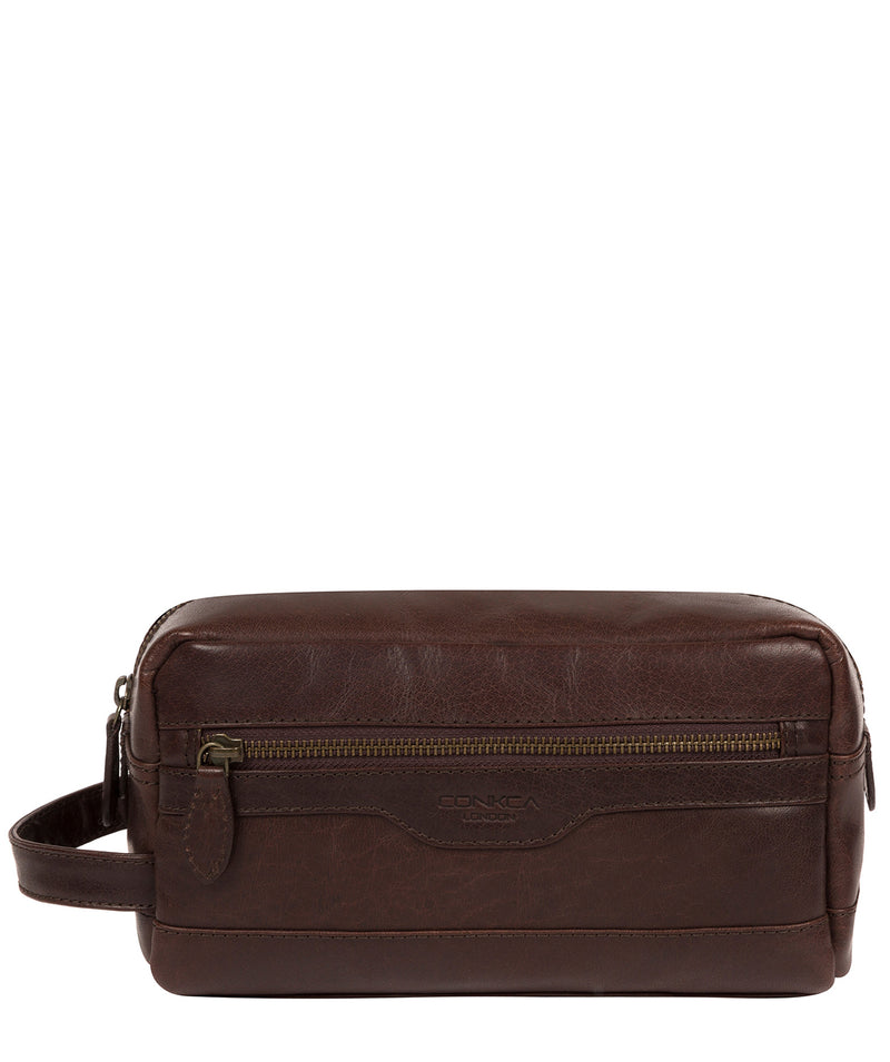 'Careca' Dark Brown Leather Washbag image 1