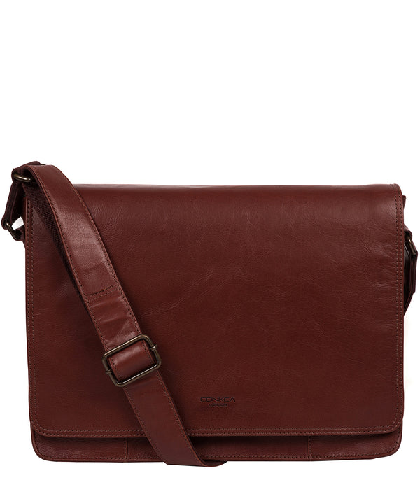 'Zagallo' Conker Brown Leather Messenger Bag