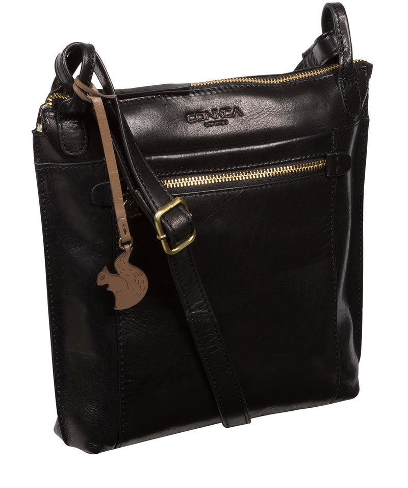 Conkca London Originals Collection #product-type#: 'Rego' Black Leather Cross Body Bag