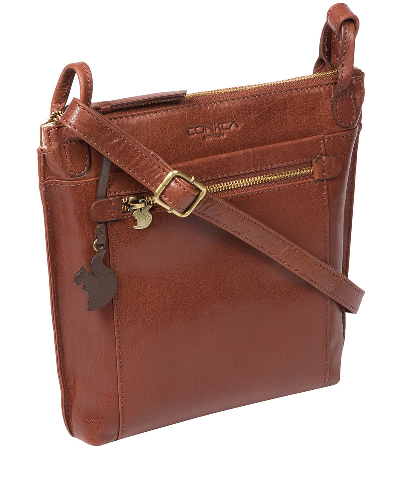 'Rego' Conker Brown Leather Cross Body Bag