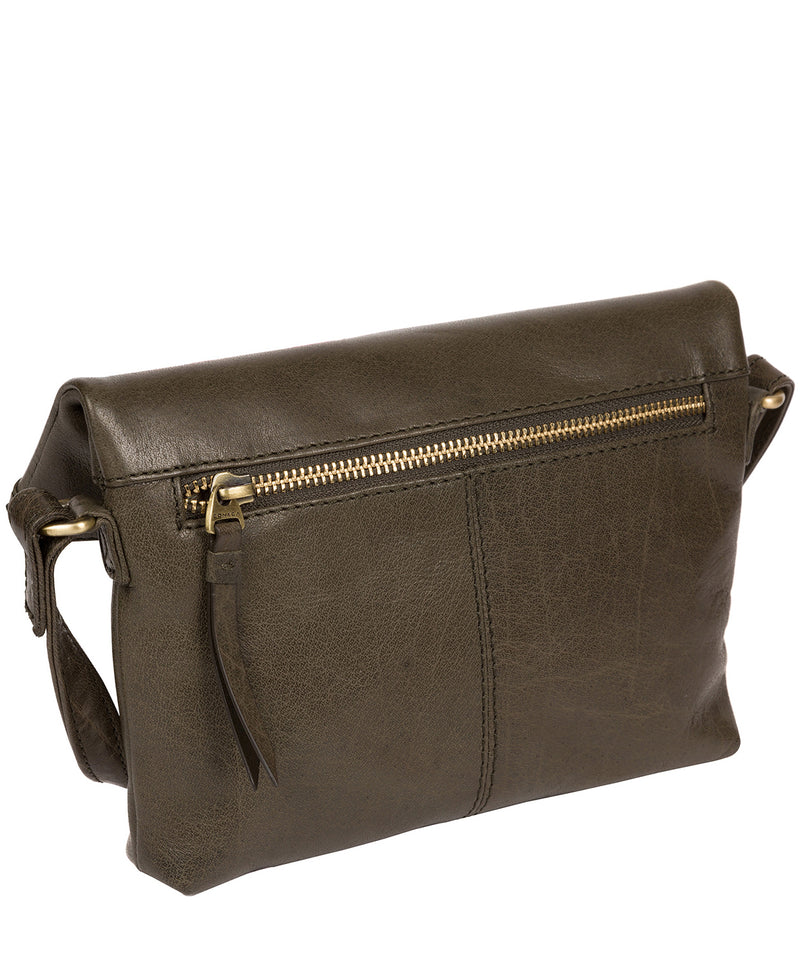 'Emin' Olive Leather Cross Body Bag Pure Luxuries London