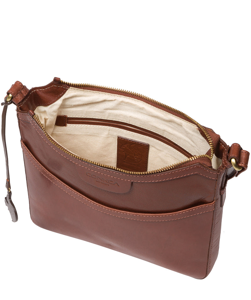 'Tamara' Conker Brown Leather Cross Body Bag