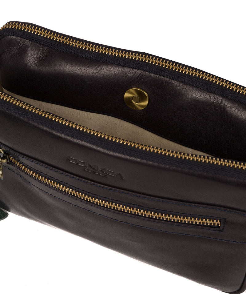 'Drew' Navy Leather Cross Body Bag Pure Luxuries London