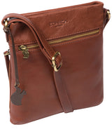 'Yayoi' Conker Brown Leather Cross Body Bag