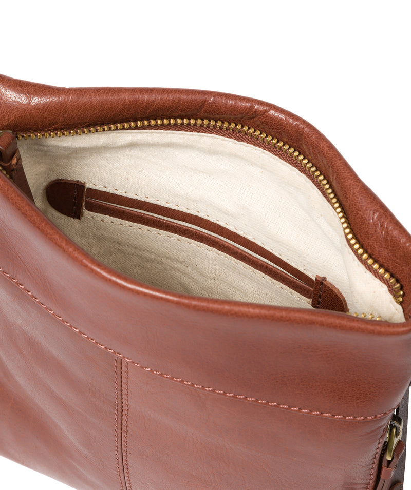 'Yayoi' Conker Brown Leather Cross Body Bag