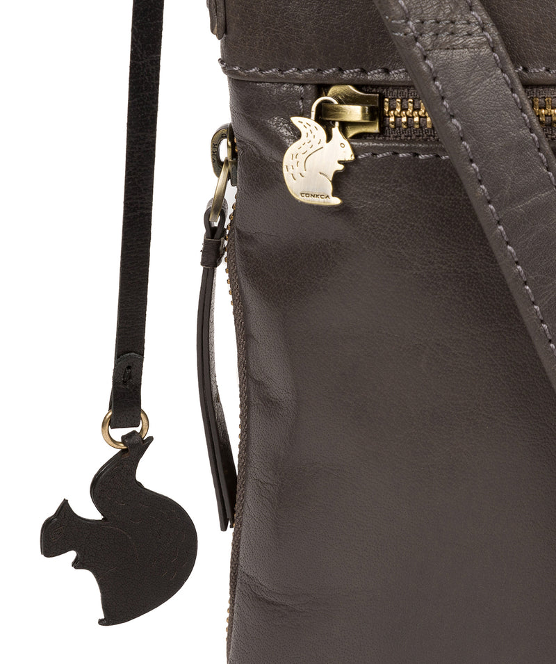 'Yayoi' Slate Leather Cross Body Bag Pure Luxuries London