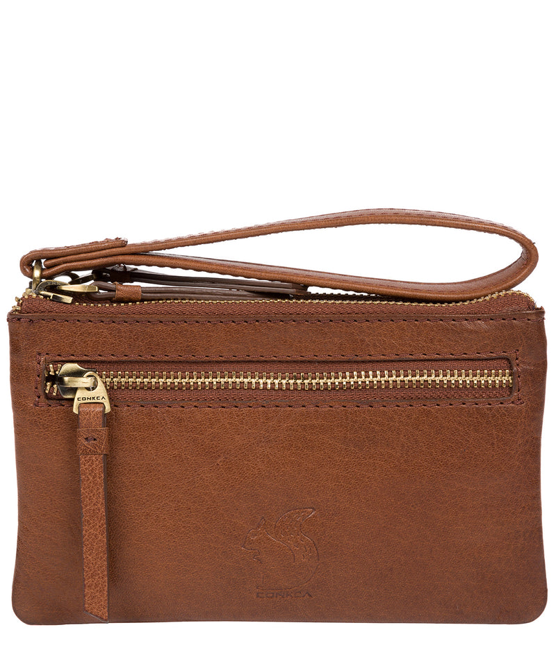 'Aswana' Conker Brown Leather Clutch Bag image 1