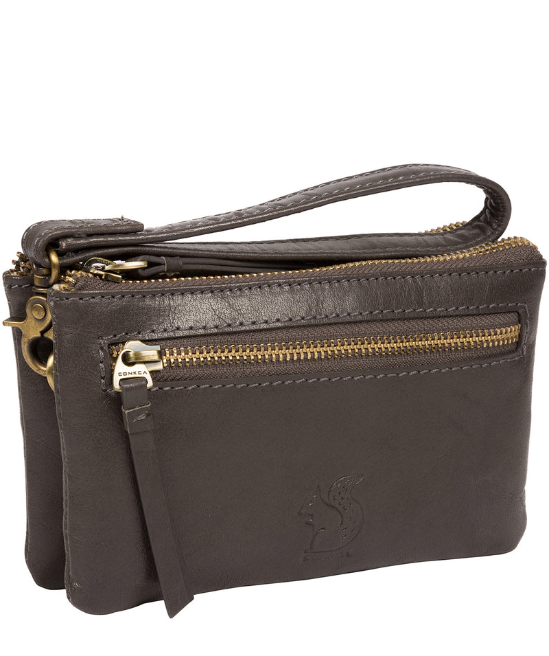 'Aswana' Slate Leather Clutch Bag image 5