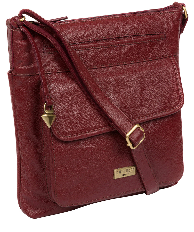 'Elva' Ruby Red Leather Cross Body Bag image 5