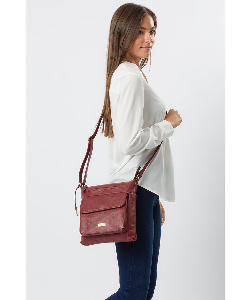 'Elva' Ruby Red Leather Cross Body Bag image 2