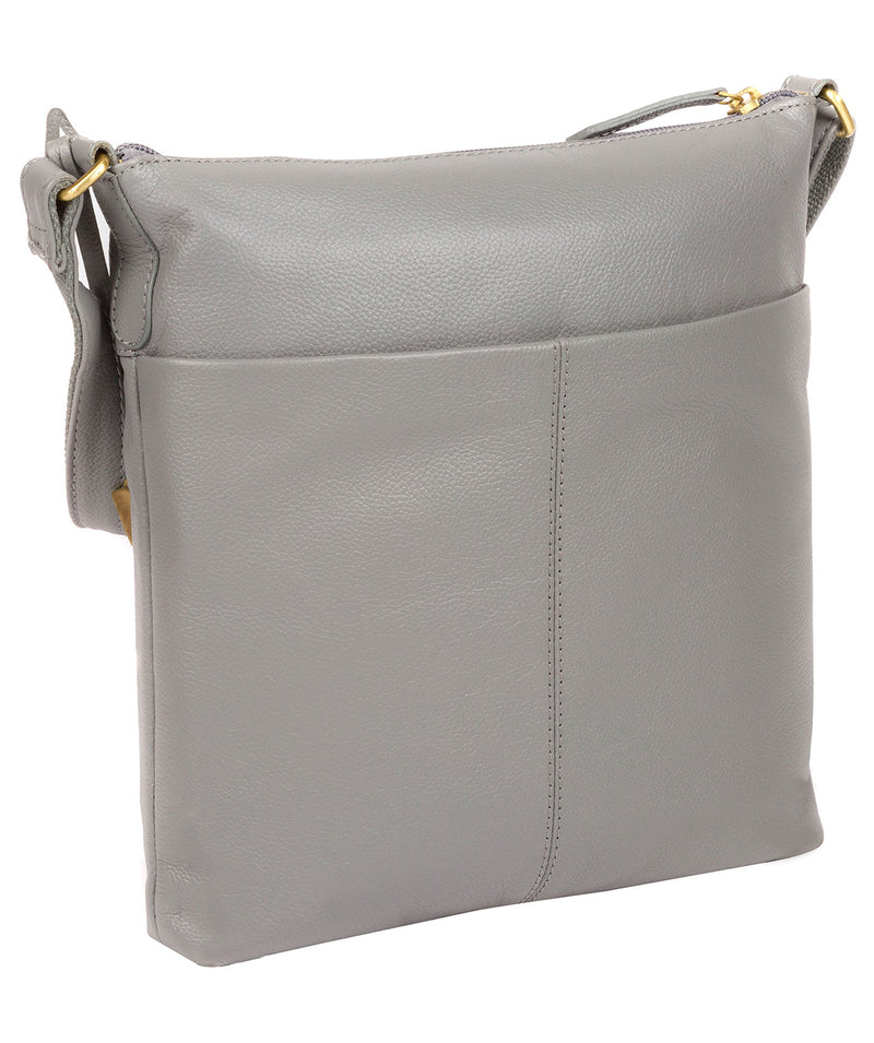 'Elva' Silver Grey Leather Cross Body Bag
