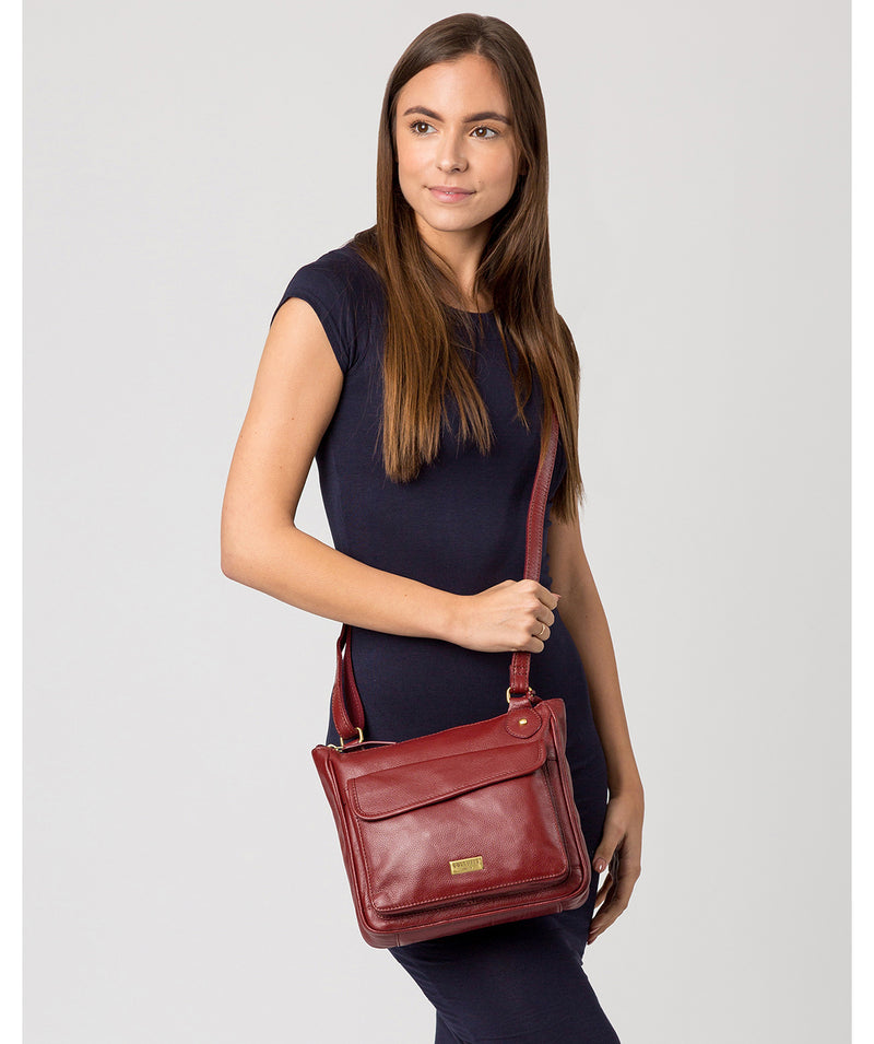 'Aria' Ruby Red Leather Cross Body Bag image 2