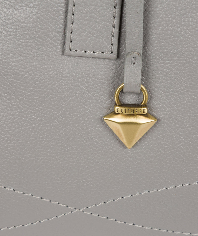 'Liana' Silver Grey Leather Handbag image 6