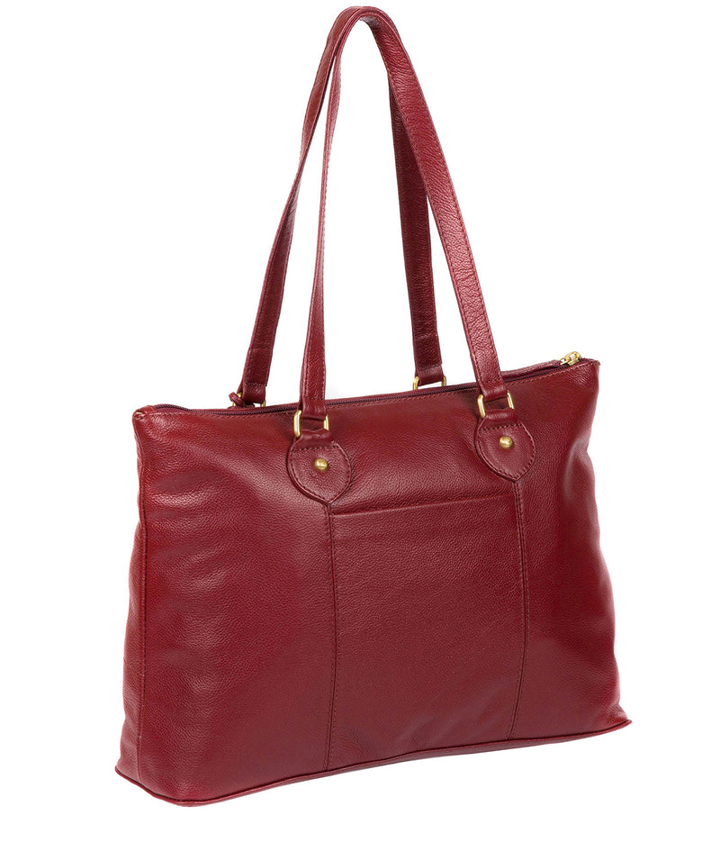 'Idelle' Ruby Red Leather Tote Bag image 3
