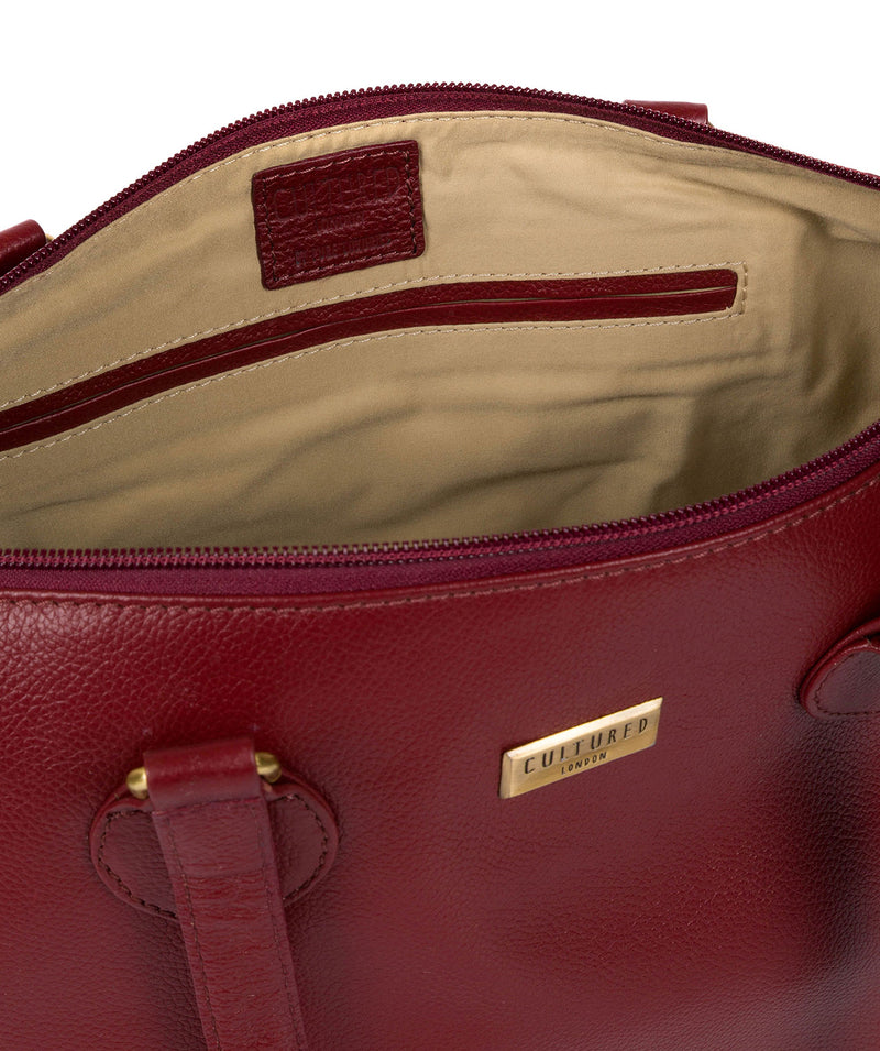 'Idelle' Ruby Red Leather Tote Bag image 4