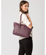 'Farah' Fig Leather Tote Bag Pure Luxuries London
