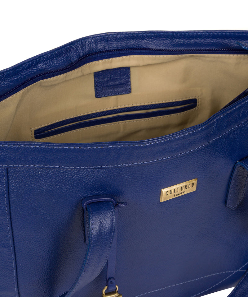 'Farah' Mazarine Blue Leather Tote Bag image 4