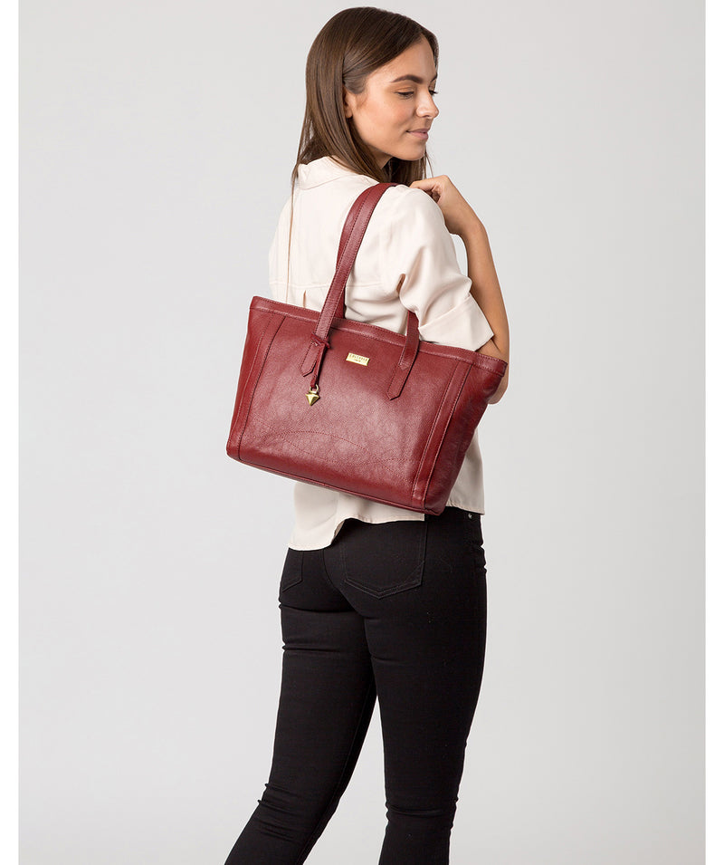'Farah' Ruby Red Leather Tote Bag image 2