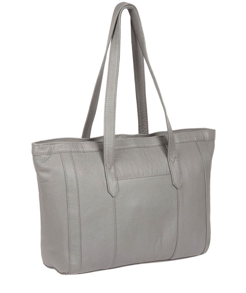 'Farah' Silver Grey Leather Tote Bag image 3