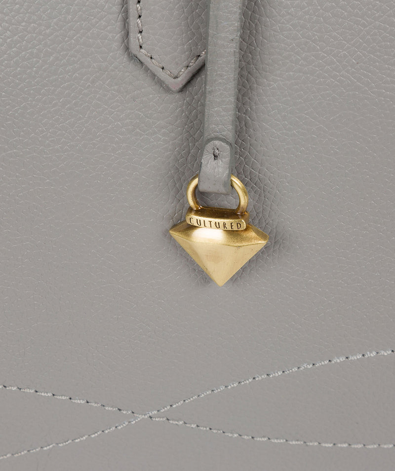 'Farah' Silver Grey Leather Tote Bag image 5