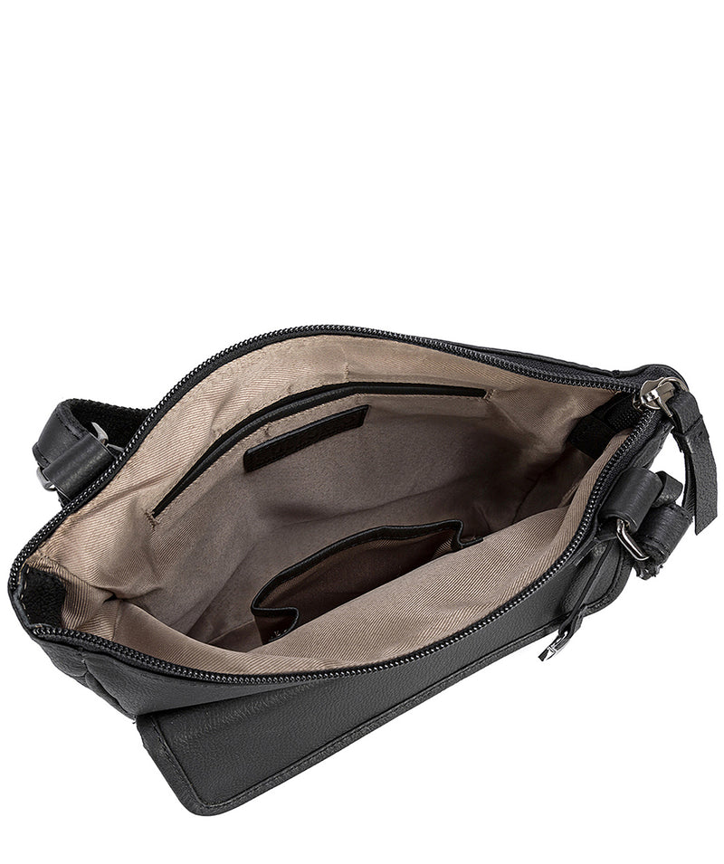 'Aisha' Black Real Leather Cross-Body Bag