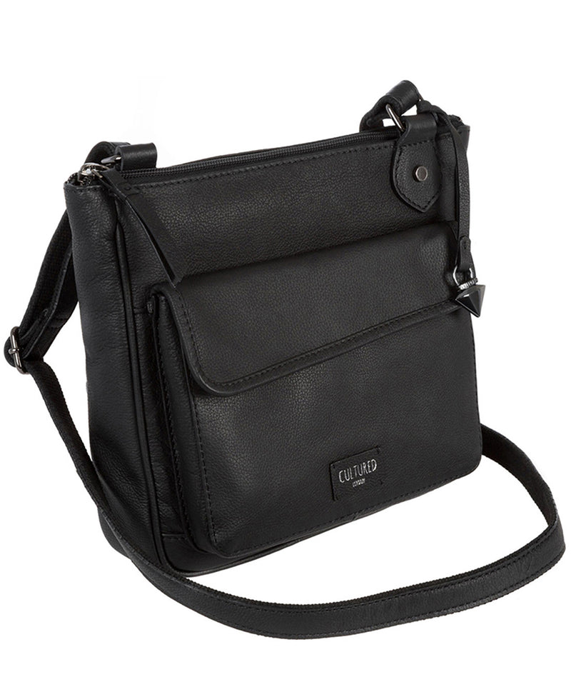 'Aisha' Black Real Leather Cross-Body Bag Pure Luxuries London