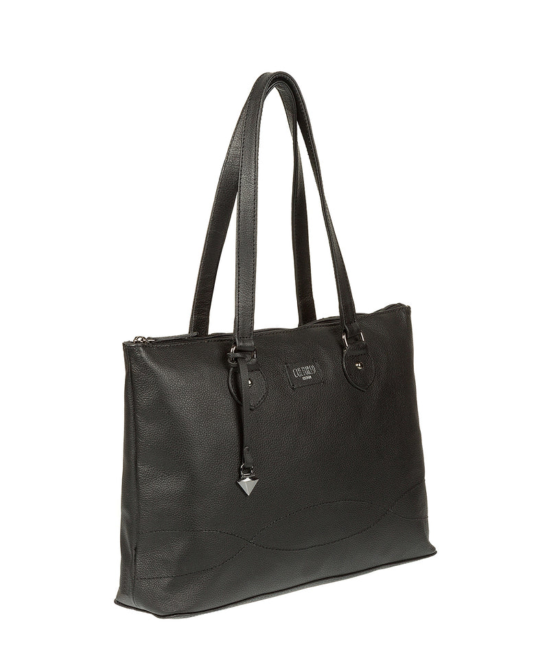 'Ivy' Black Real Leather Tote Bag