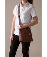 'Jayne' Sienna Brown Leather Slim Cross-Body Bag