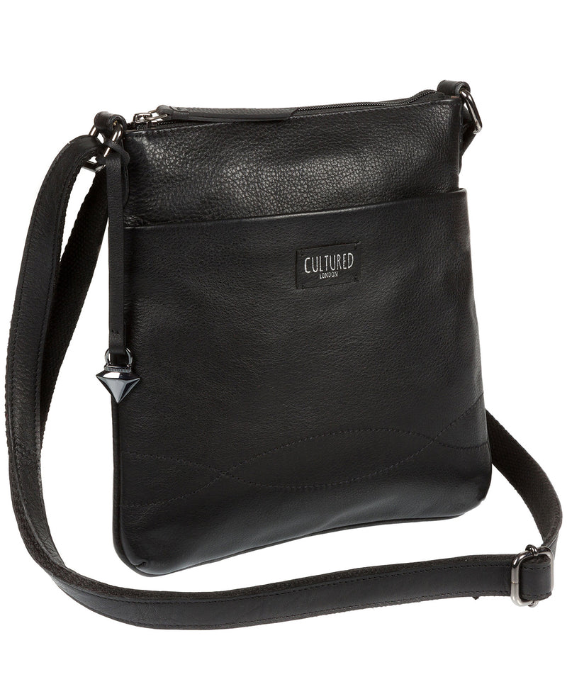 'Gigi' (Slim Version) Black Leather Cross-Body Bag Pure Luxuries London
