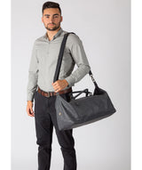 'Toure' Dark Grey Leather Messenger Bag Pure Luxuries London
