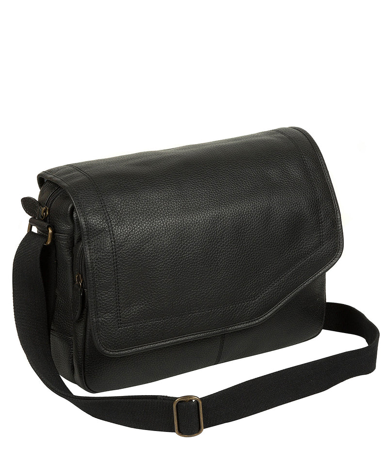 'Reaction' Black Leather Messenger Bag