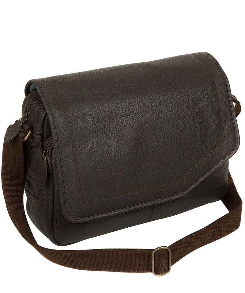 'Reaction' Dark Brown Natural Leather Messenger Bag