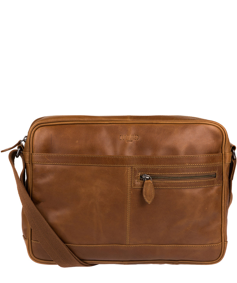'Trek' Chestnut Leather Messenger Bag Pure Luxuries London