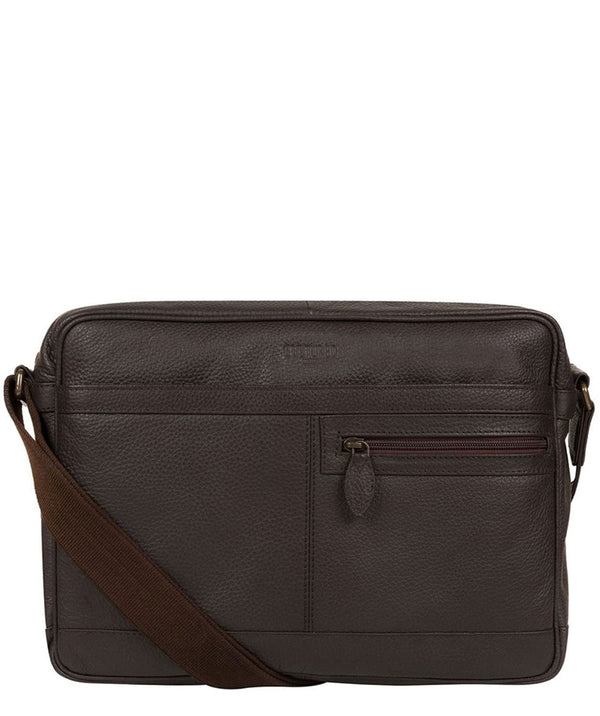 'Trek' Dark Brown Leather Messenger Bag