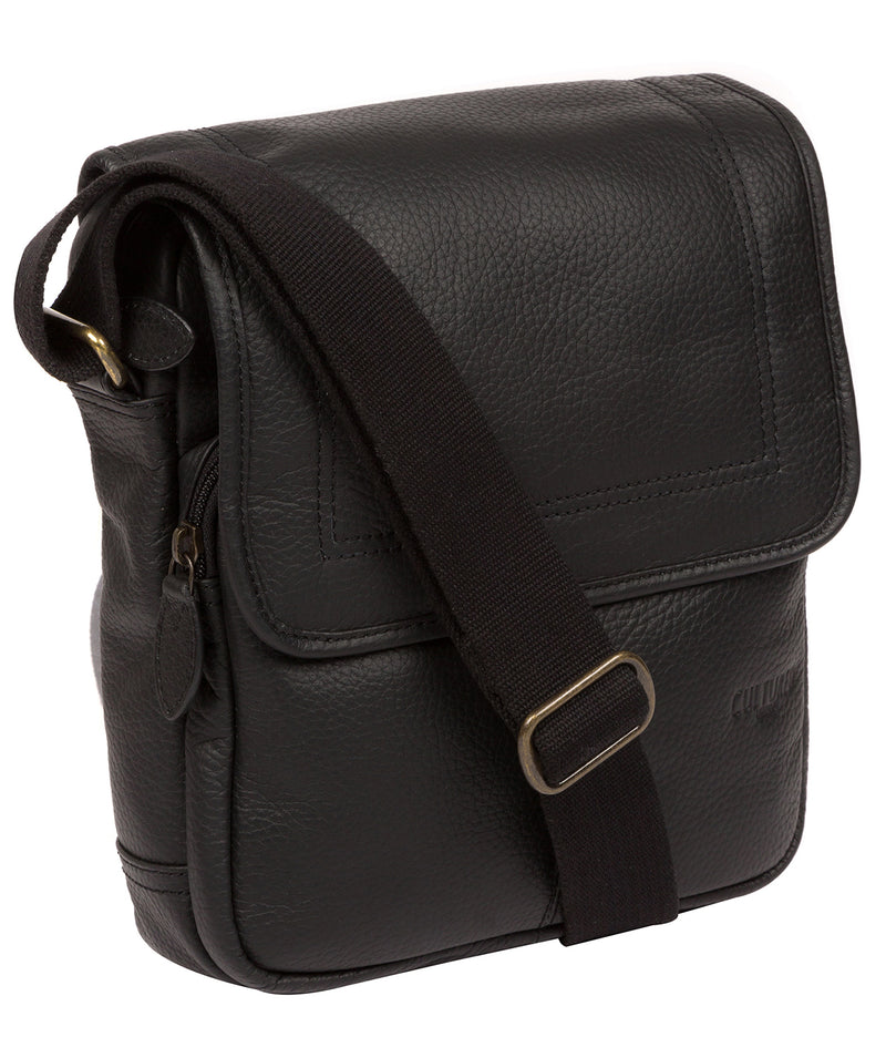 'Dash' Black Leather Cross Body Bag Pure Luxuries London