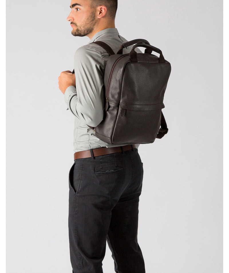 'Revolution' Dark Brown Leather Backpack image 2
