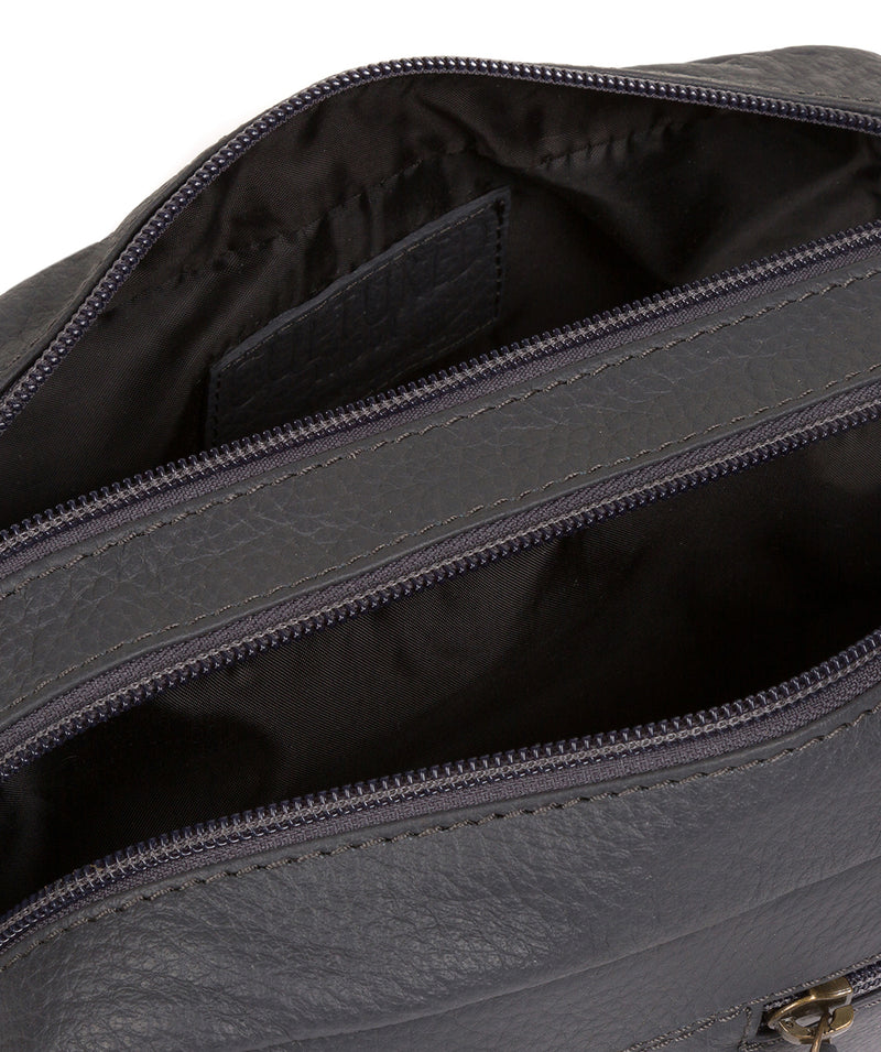 'Creek' Dark Grey Leather Wash Bag image 4