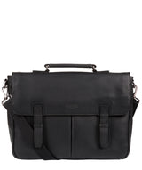 'Task' Black Leather 14-Inch Laptop Briefcase Pure Luxuries London